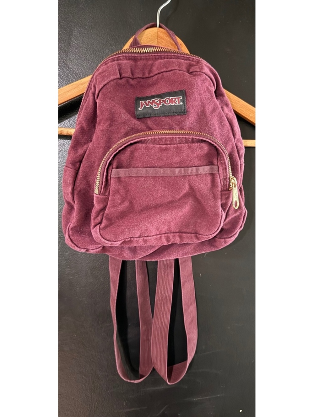 JanSport Half Pint FX Burgundy Mini Backpack Gold Zip
